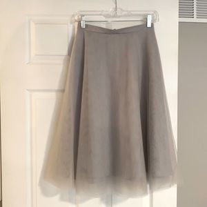 Gray Tulle Midi Skirt